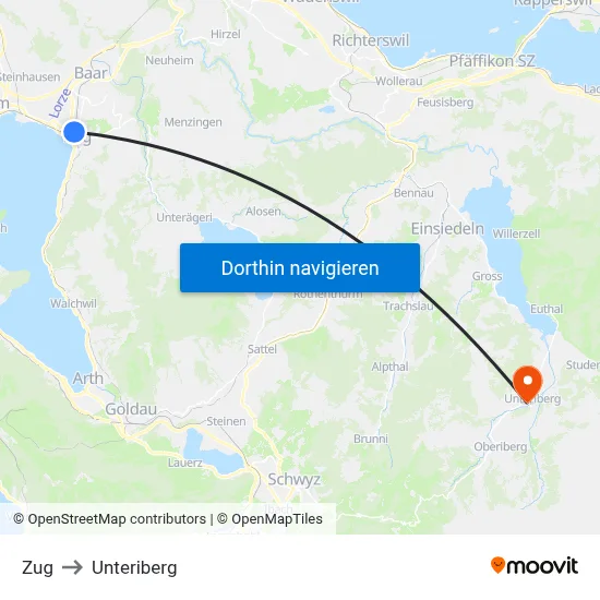 Zug to Unteriberg map