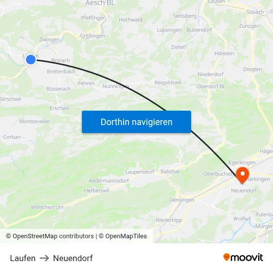 Laufen to Neuendorf map