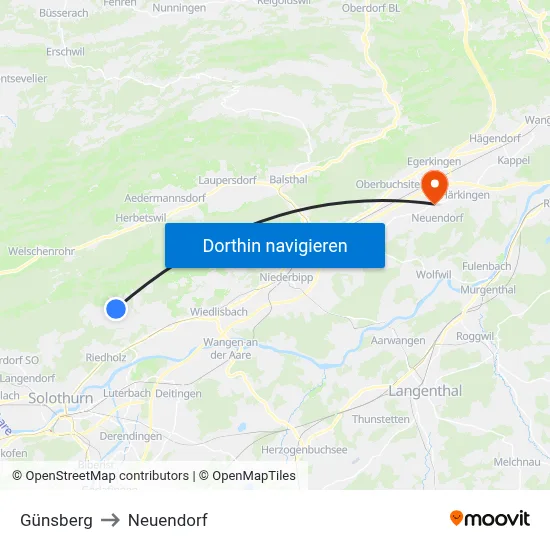 Günsberg to Neuendorf map