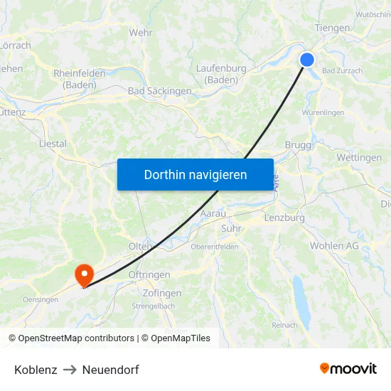 Koblenz to Neuendorf map
