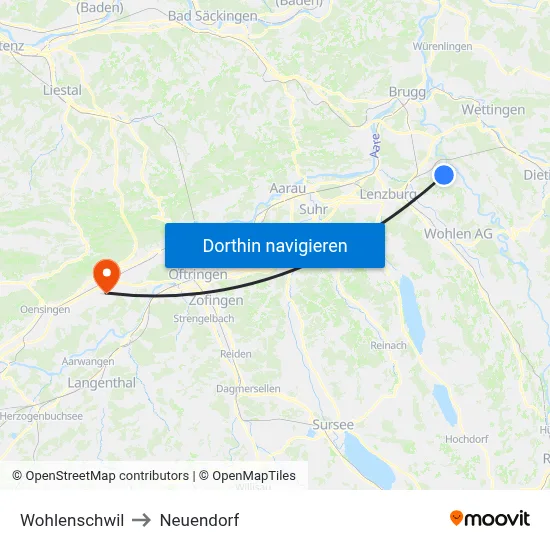 Wohlenschwil to Neuendorf map