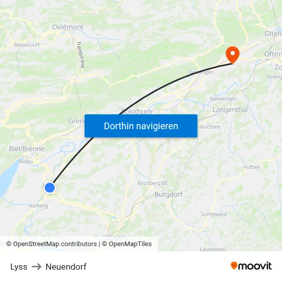Lyss to Neuendorf map