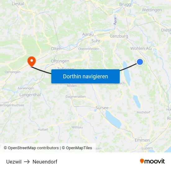 Uezwil to Neuendorf map