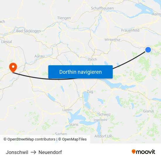 Jonschwil to Neuendorf map