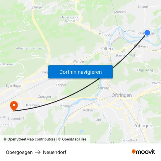 Obergösgen to Neuendorf map