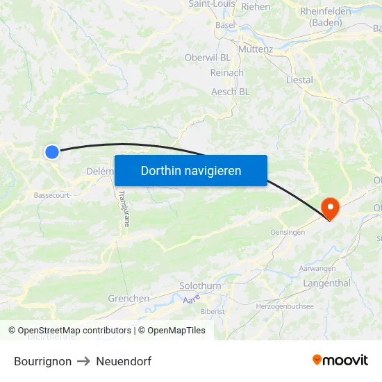 Bourrignon to Neuendorf map