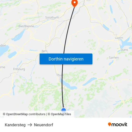 Kandersteg to Neuendorf map