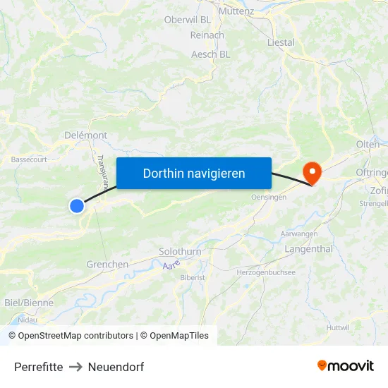 Perrefitte to Neuendorf map