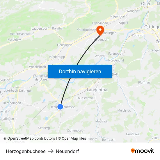 Herzogenbuchsee to Neuendorf map