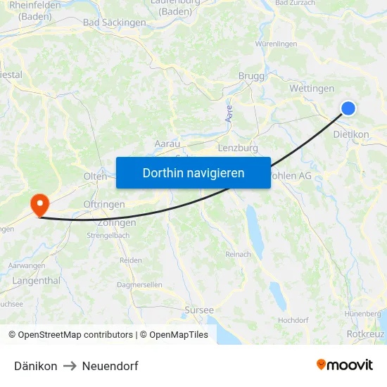 Dänikon to Neuendorf map