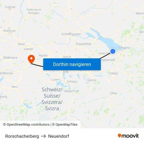 Rorschacherberg to Neuendorf map