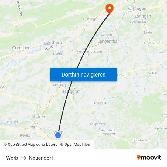 Worb to Neuendorf map