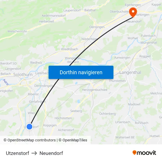Utzenstorf to Neuendorf map