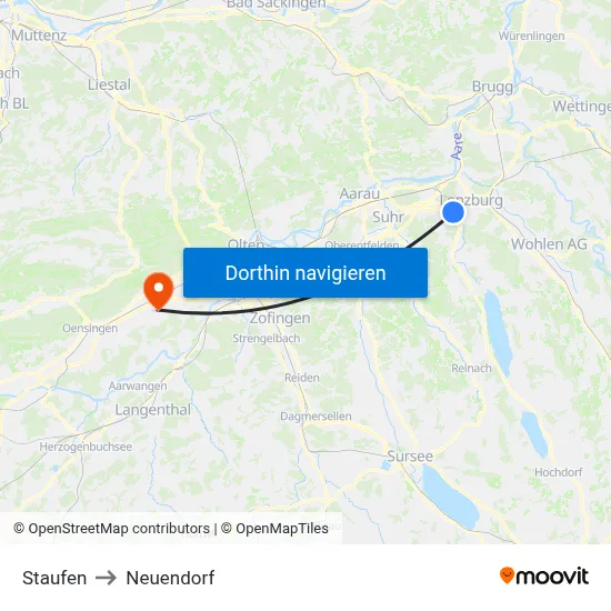 Staufen to Neuendorf map