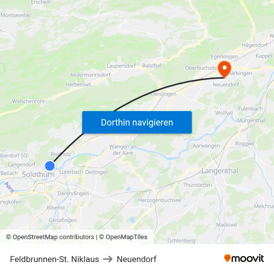 Feldbrunnen-St. Niklaus to Neuendorf map
