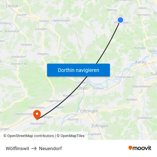 Wölflinswil to Neuendorf map