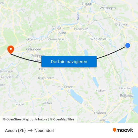 Aesch (Zh) to Neuendorf map