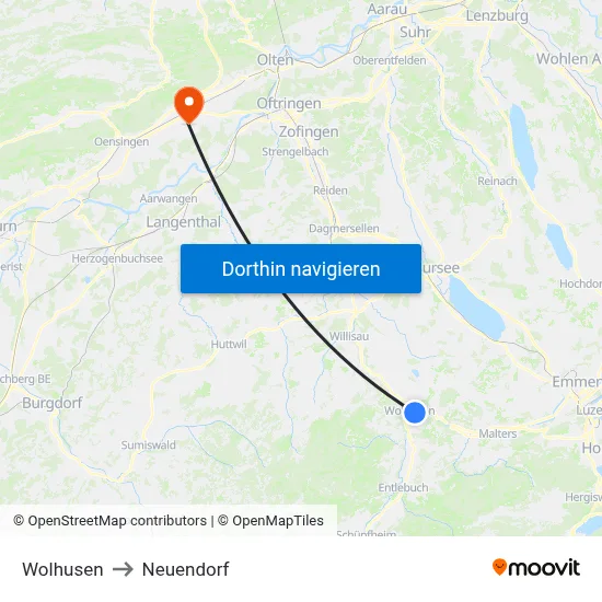 Wolhusen to Neuendorf map