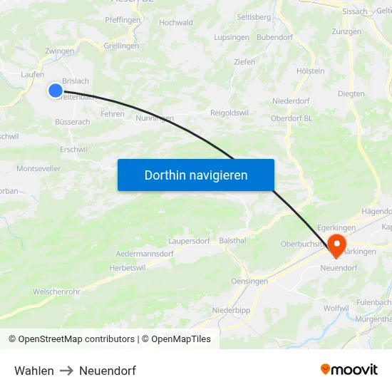 Wahlen to Neuendorf map