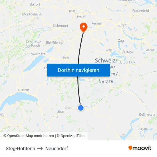 Steg-Hohtenn to Neuendorf map