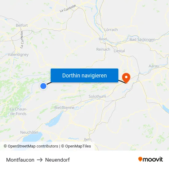 Montfaucon to Neuendorf map