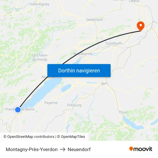 Montagny-Près-Yverdon to Neuendorf map
