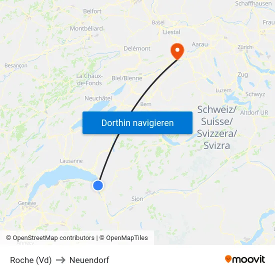 Roche (Vd) to Neuendorf map