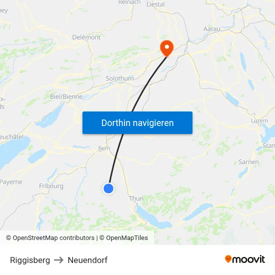 Riggisberg to Neuendorf map