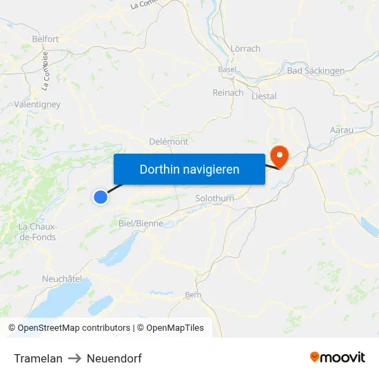 Tramelan to Neuendorf map