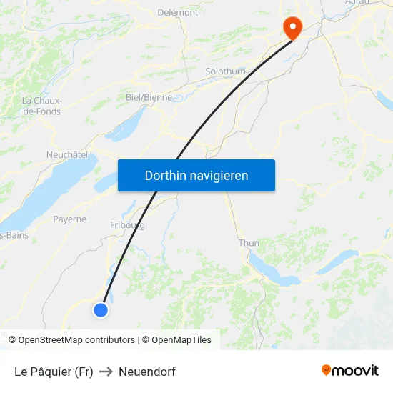 Le Pâquier (Fr) to Neuendorf map