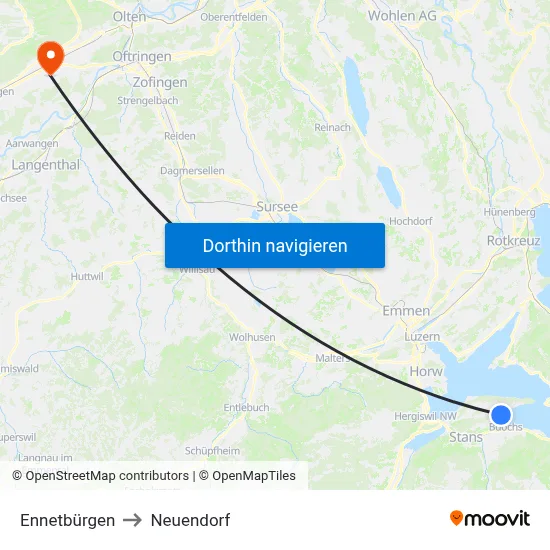 Ennetbürgen to Neuendorf map