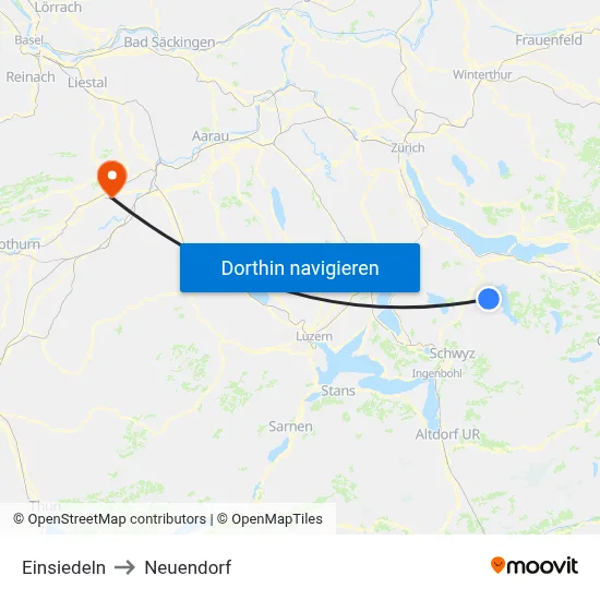 Einsiedeln to Neuendorf map