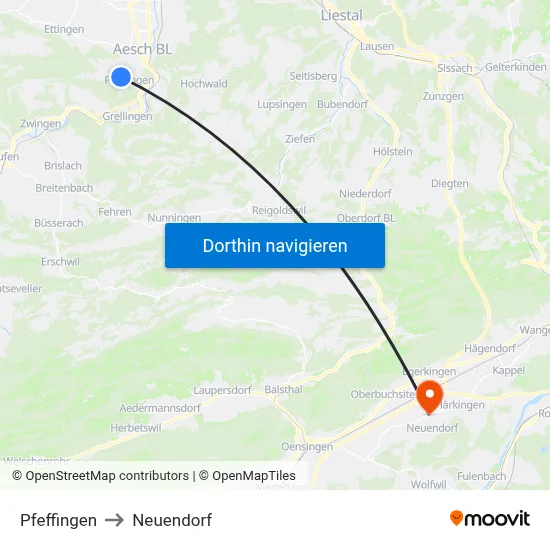 Pfeffingen to Neuendorf map