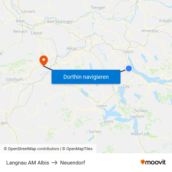 Langnau AM Albis to Neuendorf map