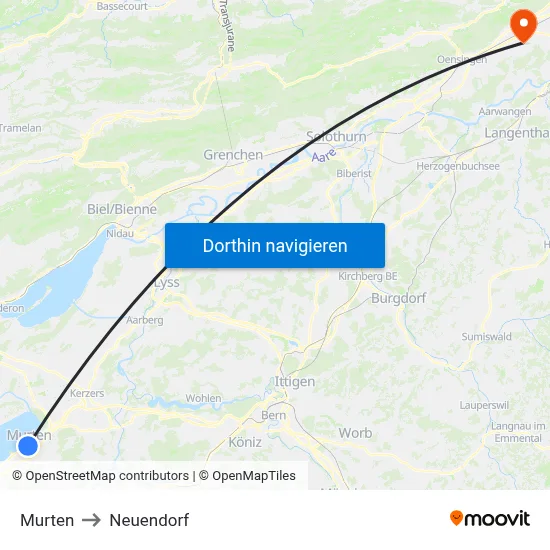 Murten to Neuendorf map