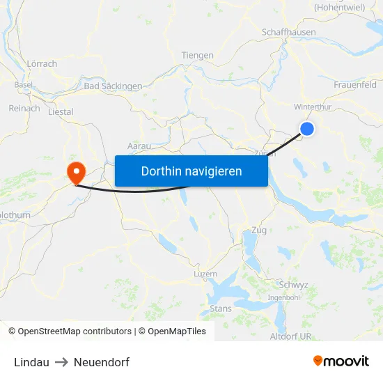 Lindau to Neuendorf map