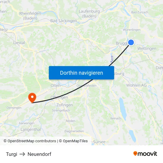 Turgi to Neuendorf map