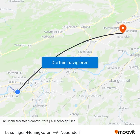 Lüsslingen-Nennigkofen to Neuendorf map