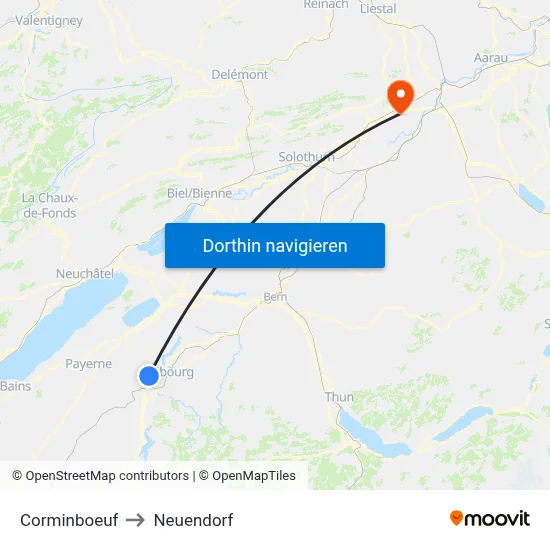 Corminboeuf to Neuendorf map