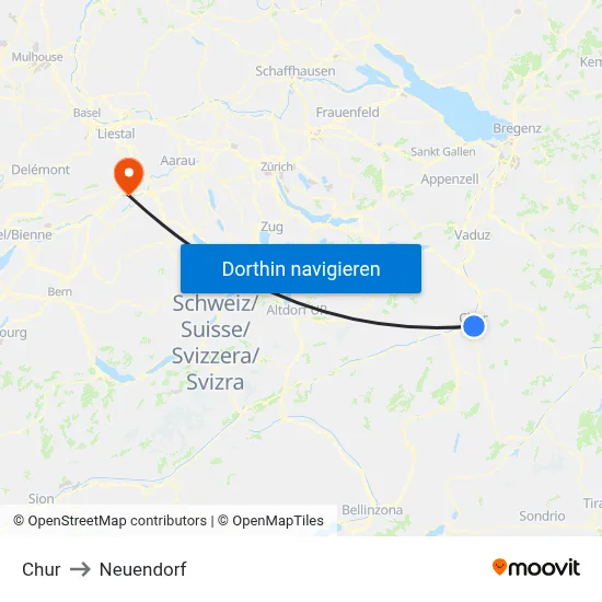 Chur to Neuendorf map