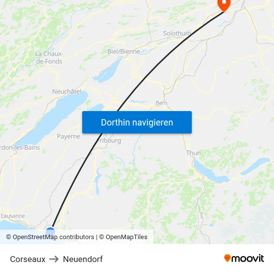 Corseaux to Neuendorf map