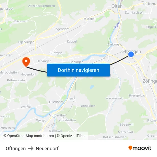 Oftringen to Neuendorf map