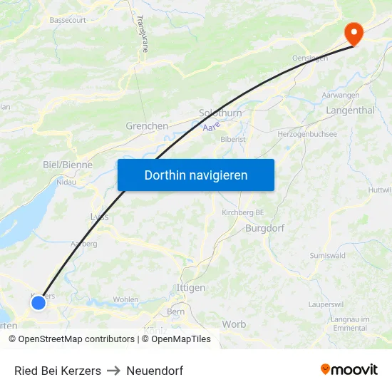 Ried Bei Kerzers to Neuendorf map