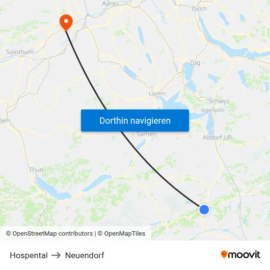 Hospental to Neuendorf map