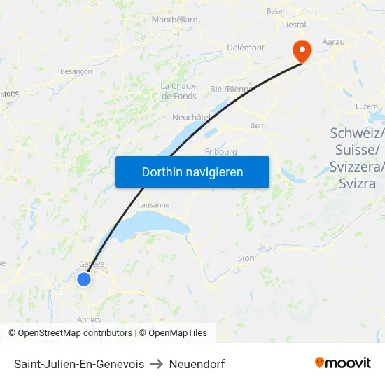 Saint-Julien-En-Genevois to Neuendorf map