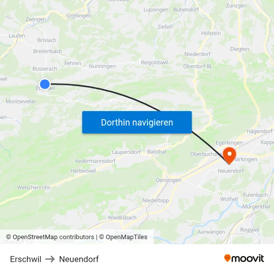Erschwil to Neuendorf map