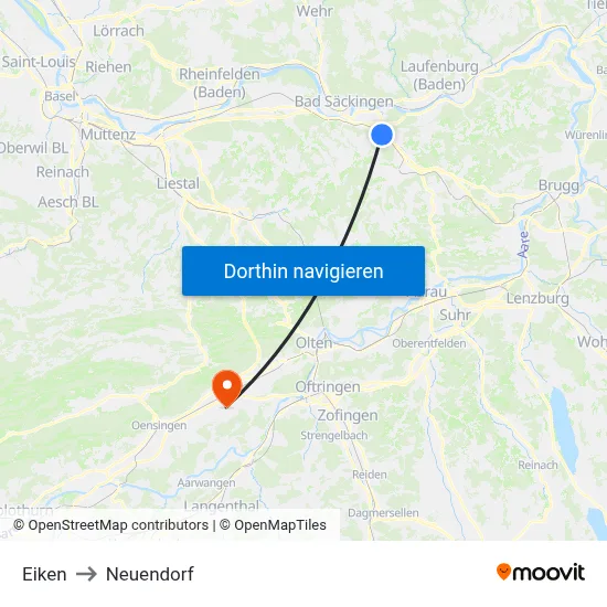 Eiken to Neuendorf map