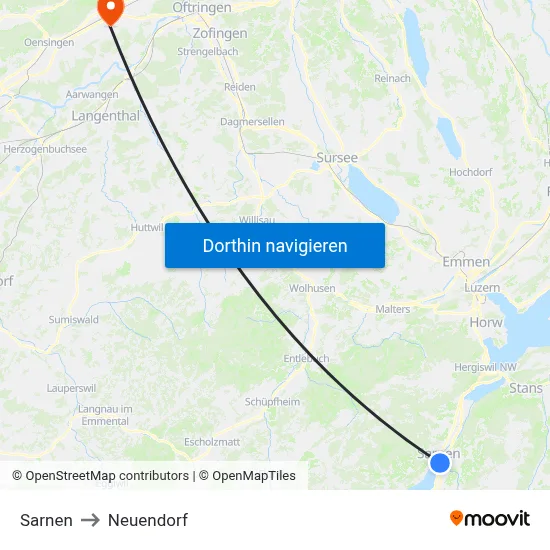 Sarnen to Neuendorf map