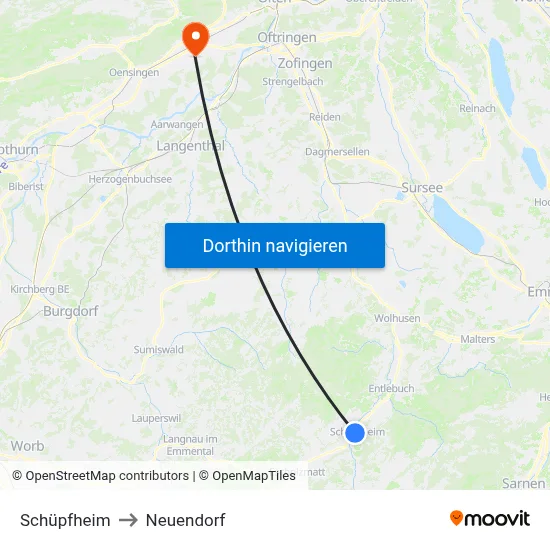 Schüpfheim to Neuendorf map