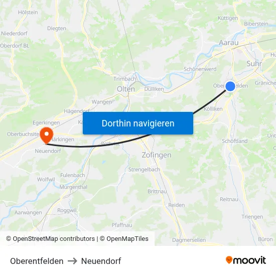 Oberentfelden to Neuendorf map